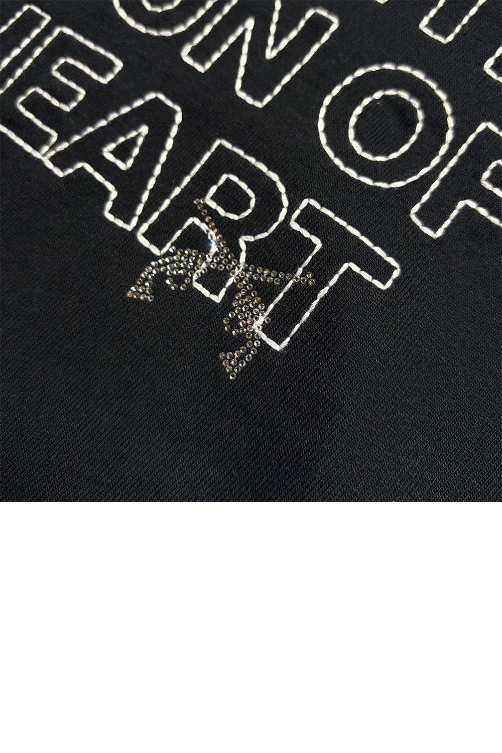 VIN/JER LS/EMB*CRY / ヴィンテージ ジャージ ロングスリーブ T エンブロイダリーメッセージ クロスガンクリスタル