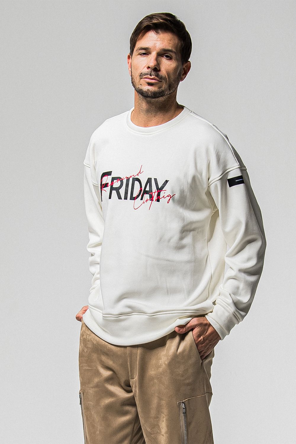 FRIDAY OLD LOGO VELOURS FLEECE TRINER / FRIDAYコラボ オールドロゴ 裏ベロアフリーストレーナー
