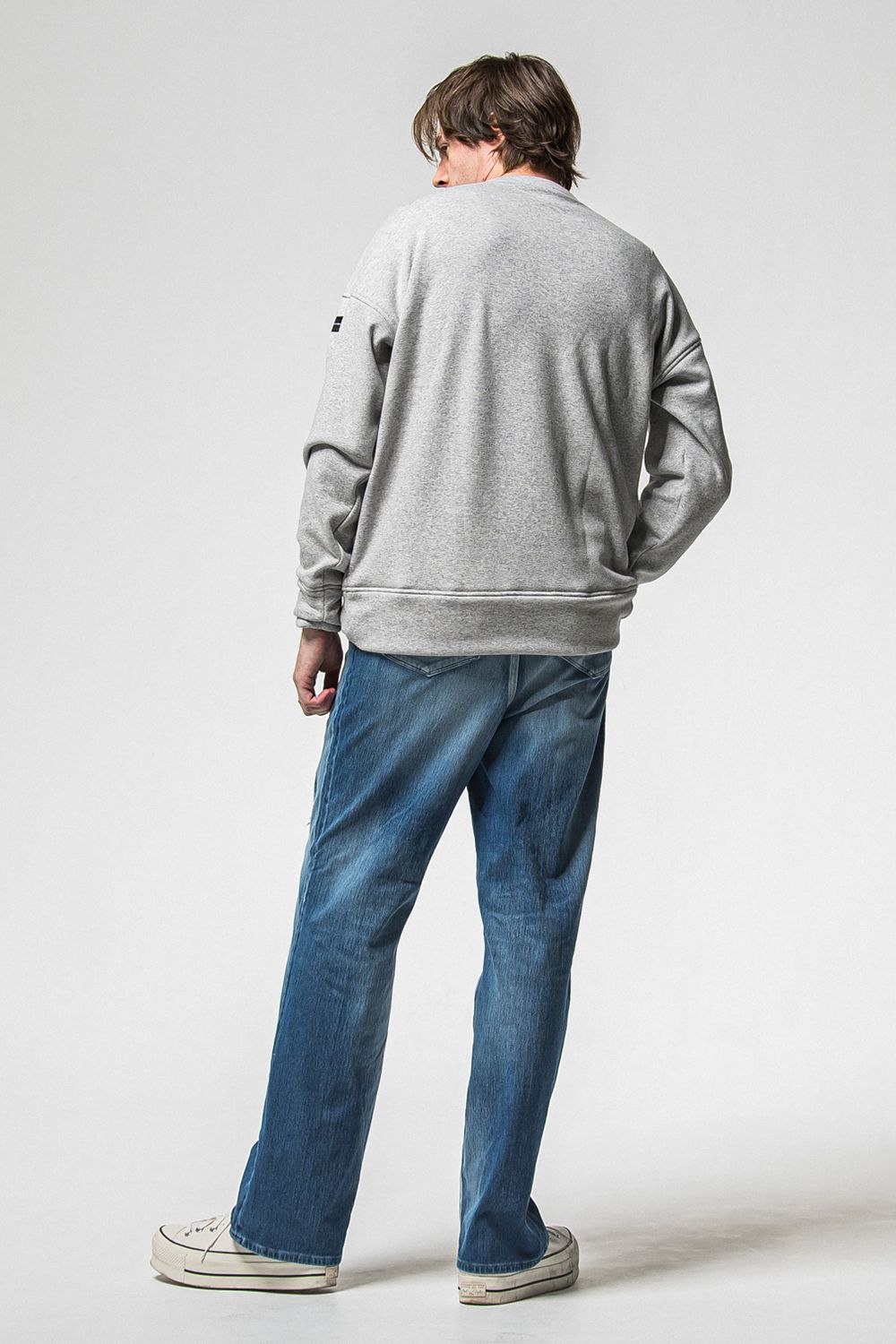 RC CHENILLE VELOURS FLEECE DROP TRINER / RC サガラ刺繍ワッペン ベロア フリース ドロップ トレーナー