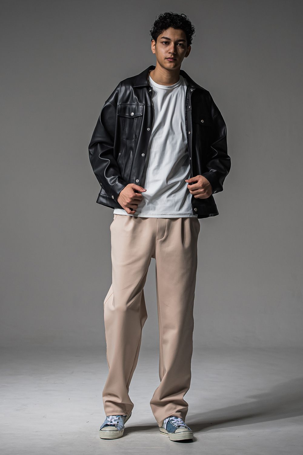 LEATHER OVER 3RD G / オーバーサイズ エコレザーGジャン