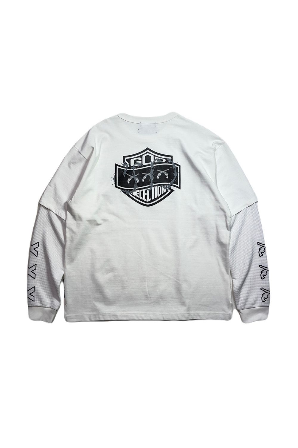 GOD SELECTION XXX × roarguns GOD SELECTION XXX × roarguns TRIPLE GUNS EMBLEM LAYERED T-SHIRT / ゴッドセレクション ロアーガンズ コラボレーション レイヤード ロングスリーブT