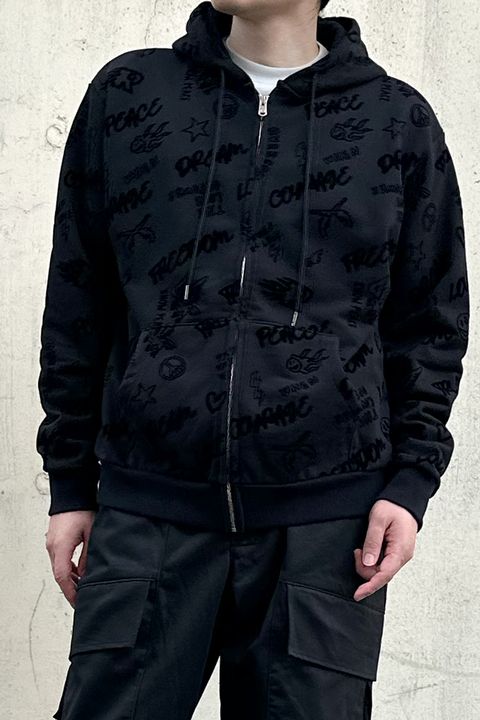 FLOCKY PRINT HOODIE / フロッキー プリント フーディー