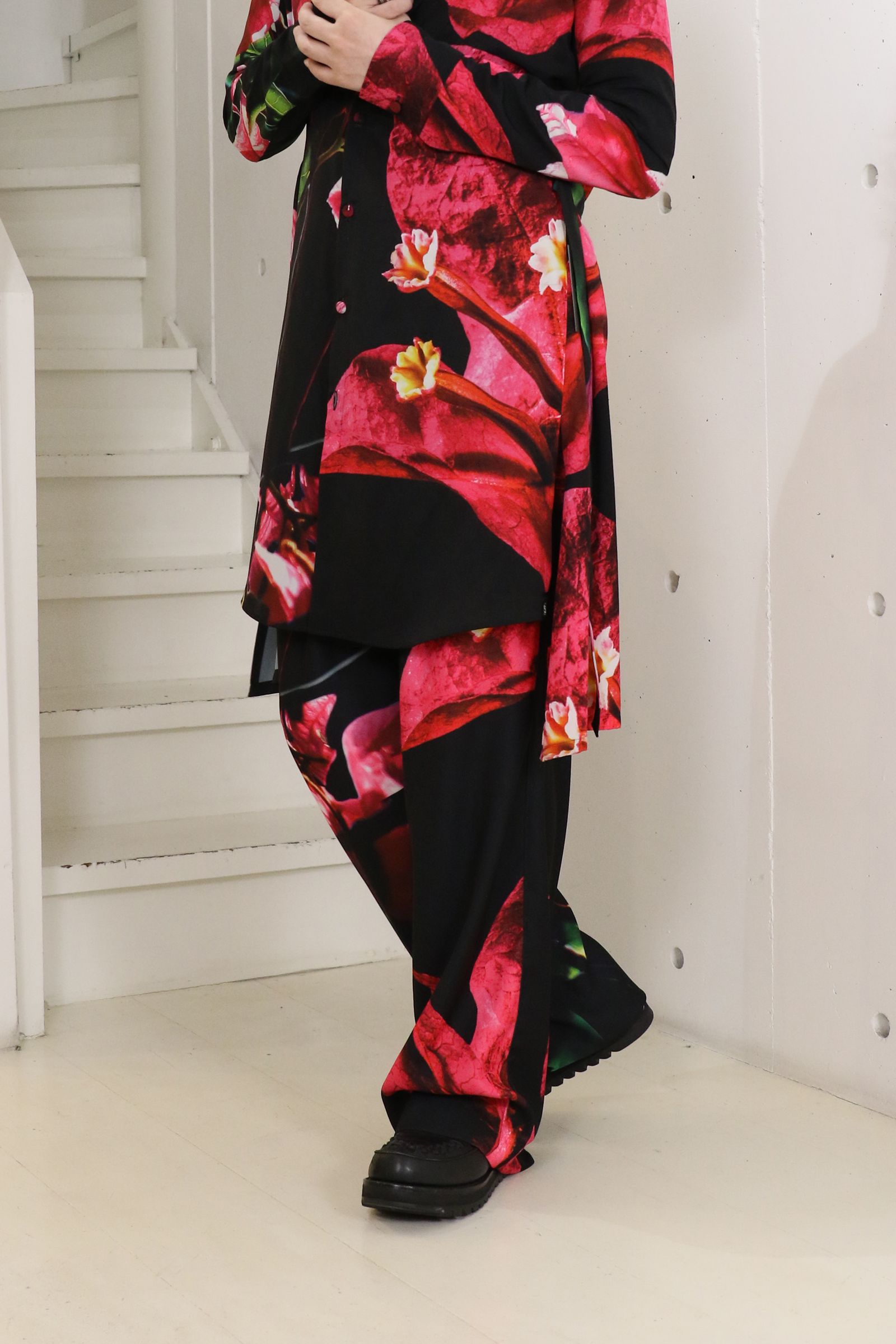 Eco Satin Bougainvillia 2Tuck Wide Slacks  / ブーゲンビリア 2タック ワイドスラックス