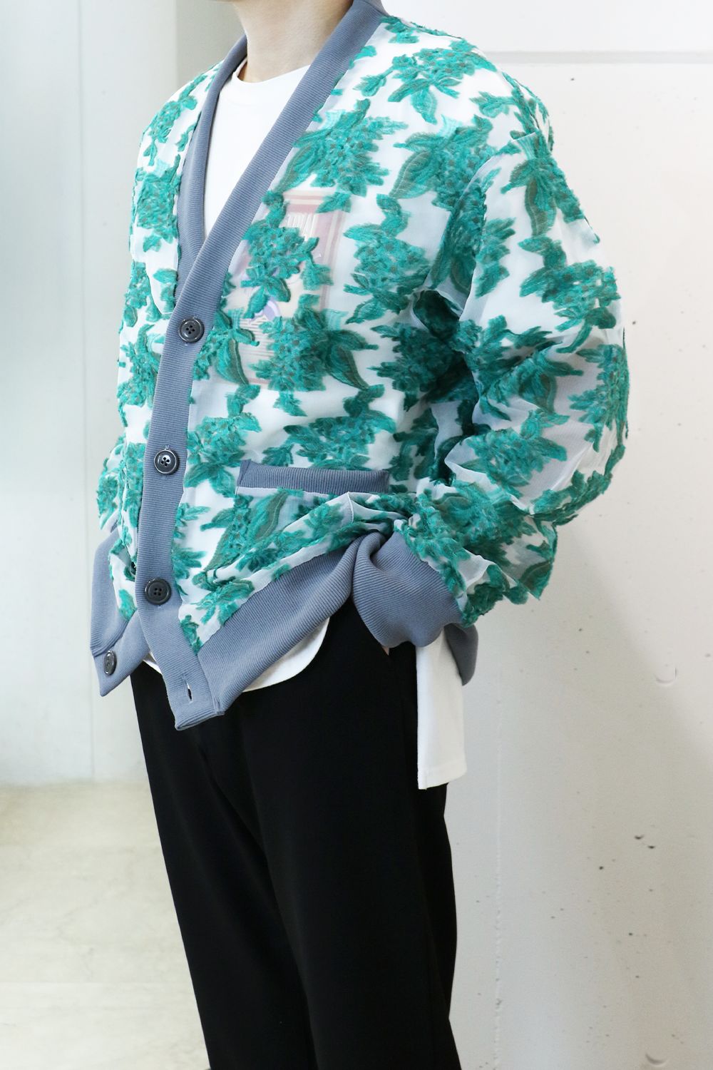 Mesh jaquard cardigan / メッシュ ジャガード カーディガン