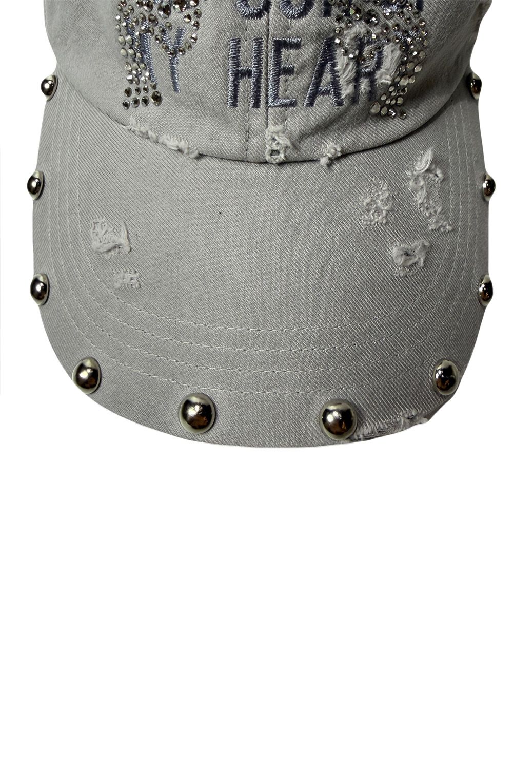 B.B CAP DA/EM/ST/CR / ベースボールキャップ ダメージ&エンブロイダリー クロスガンクリスタル