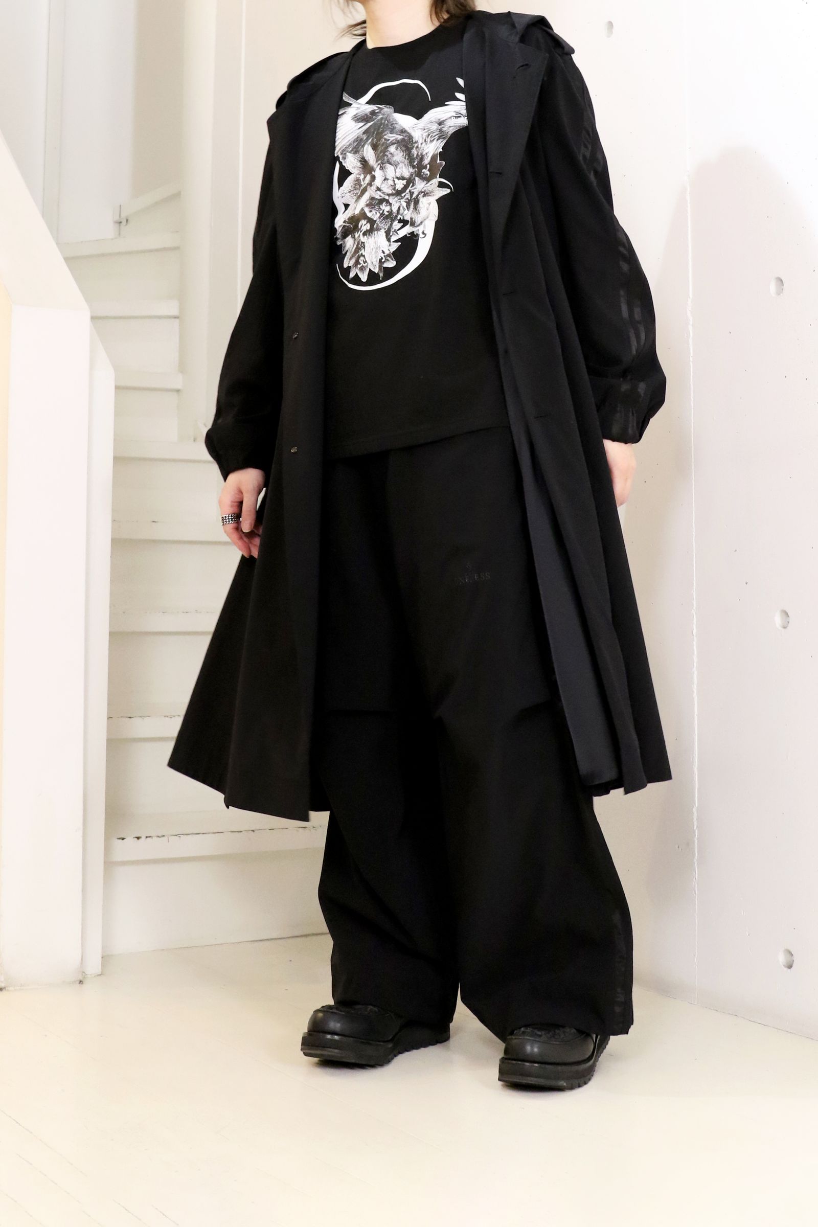 Sustainable Tuffeta Line Big Silhouette Hoodie / ライン ビッグシルエット フーディー