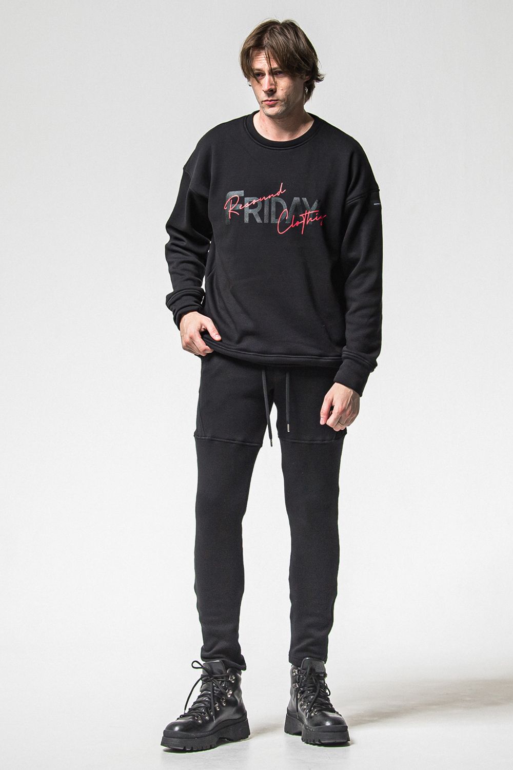 FRIDAY OLD LOGO VELOURS FLEECE TRINER / FRIDAYコラボ オールドロゴ 裏ベロアフリーストレーナー