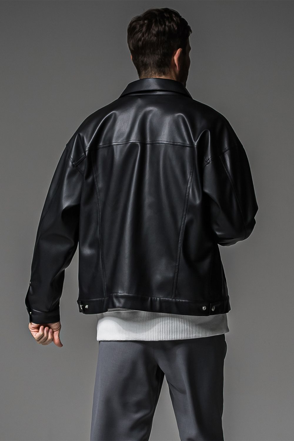 LEATHER OVER 3RD G / オーバーサイズ エコレザーGジャン