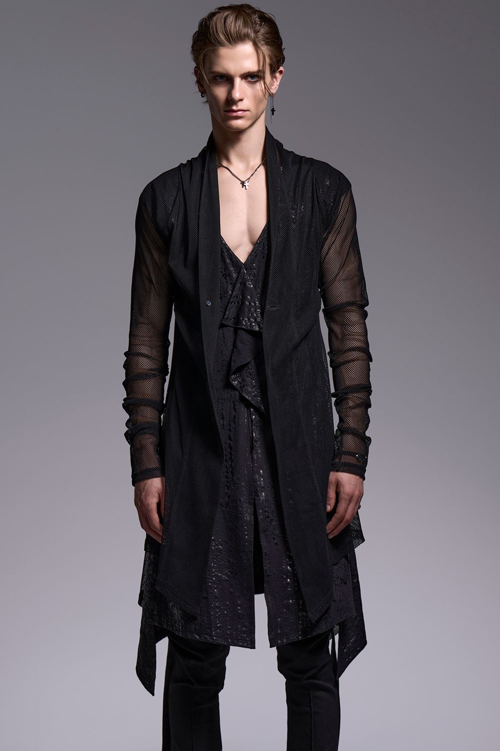 Mesh Dolman Sleeve Cardigan / メッシュ ドルマンスリーブ カーディガン