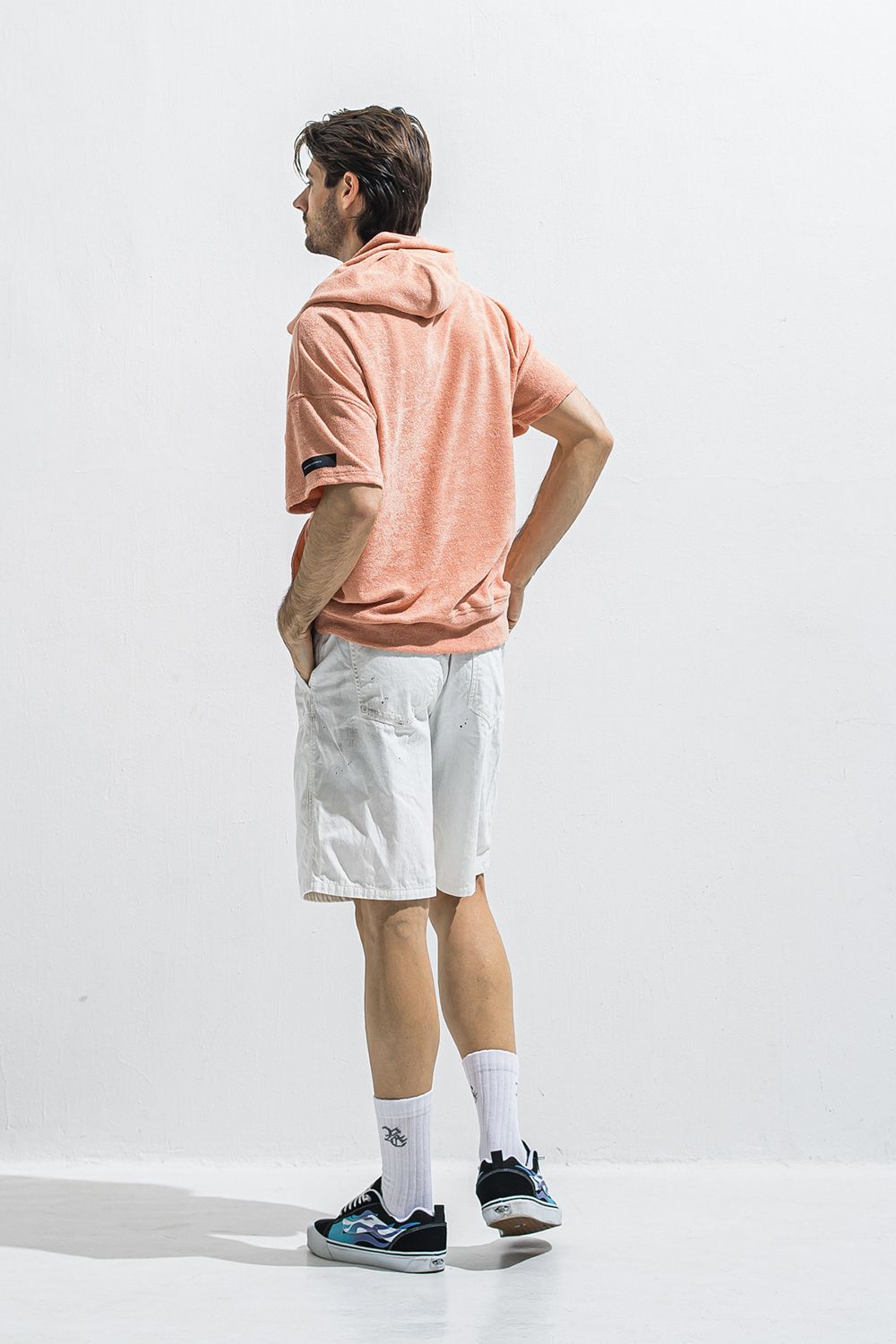 PILE HALF HOODIE / オーバーサイズ ハーフスリーブ パイル フーディー