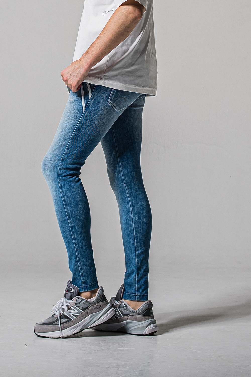 EX DENIM JERSEY EDGE PT / デニム ジャージ エッジ ラインパンツ