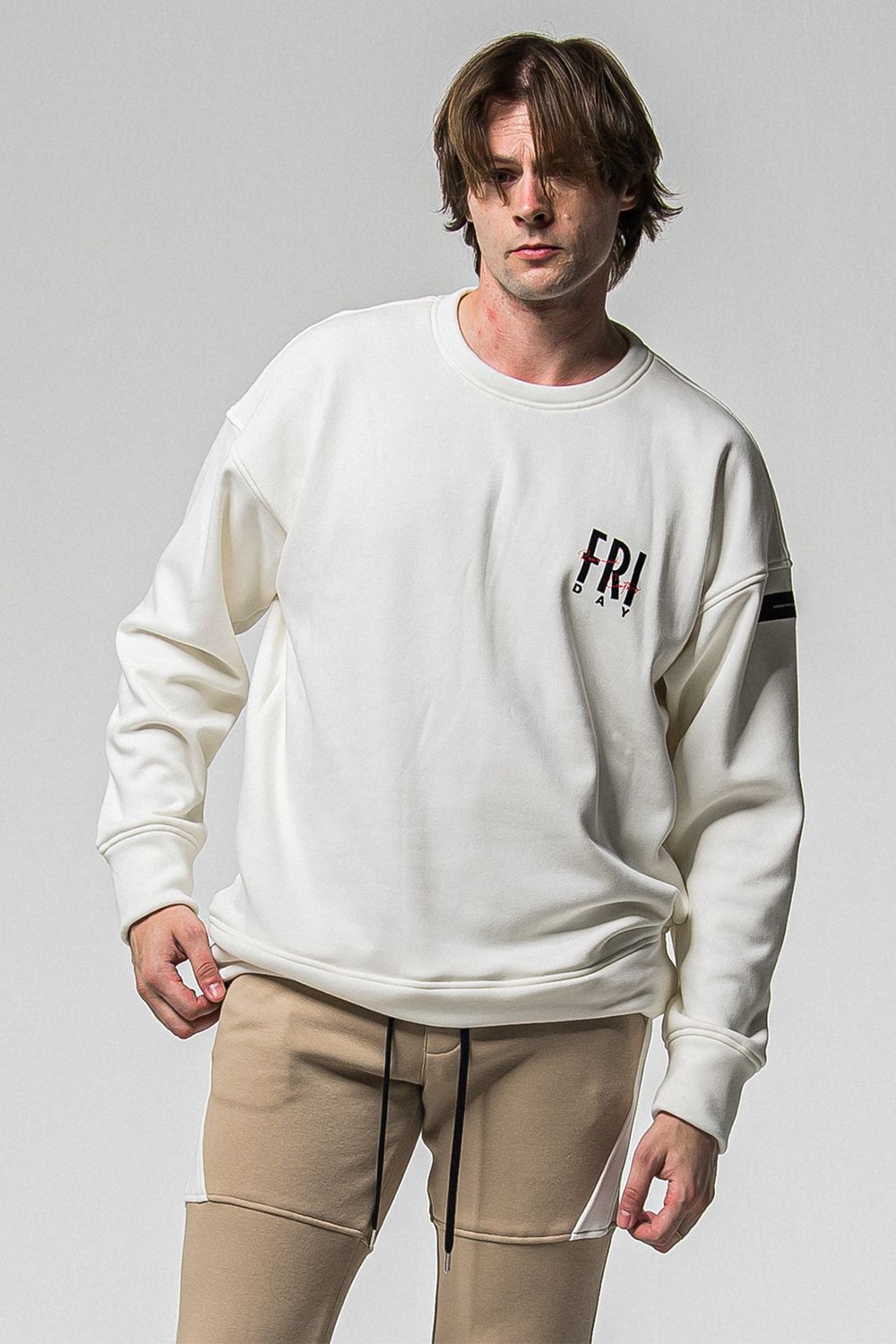 FRIDAY STANDARD LOGO VELOURS FLEECE TRINER / FRIDAYコラボ スタンダードロゴ 裏ベロアフリーストレーナー