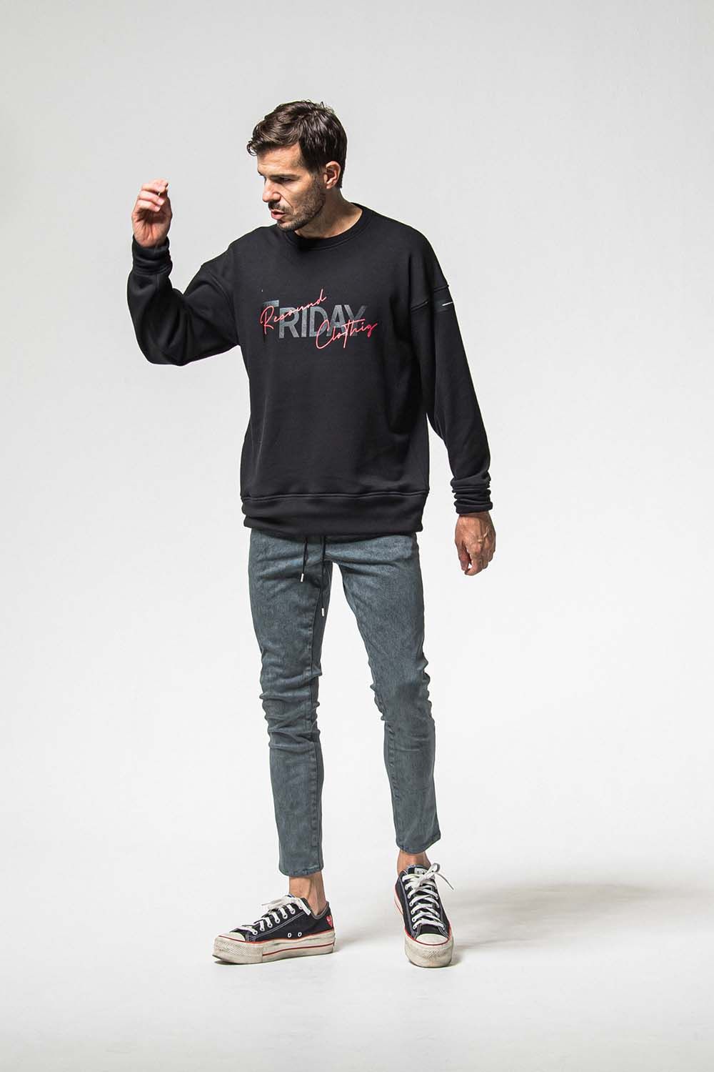 FRIDAY OLD LOGO VELOURS FLEECE TRAINER / フライデー オールドロゴ ベロア フリース トレーナー