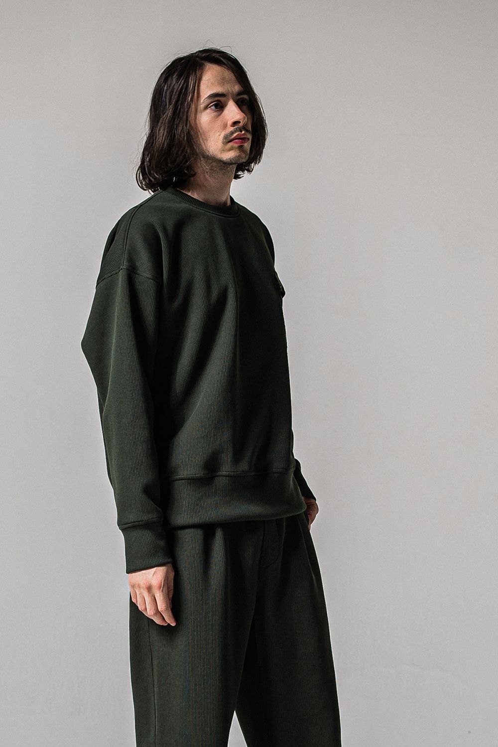 AZE MILITARY DROP TRAINER / 畔編み ミリタリー ドロップ トレーナー