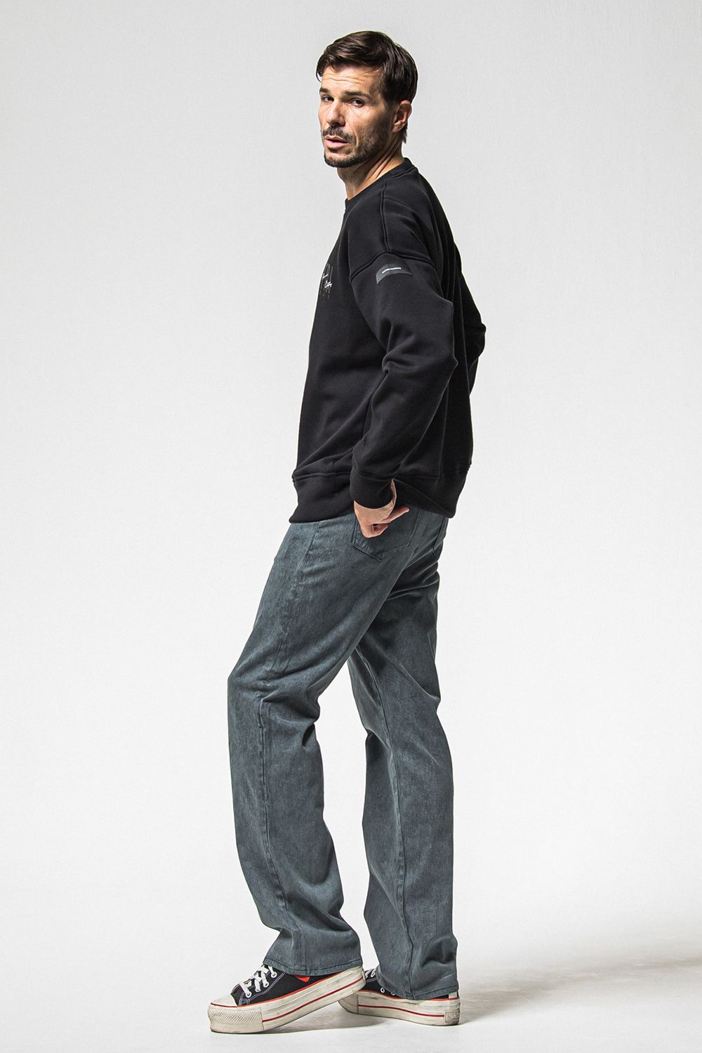 FRIDAY STANDARD LOGO VELOURS FLEECE TRINER / FRIDAYコラボ スタンダードロゴ 裏ベロアフリーストレーナー