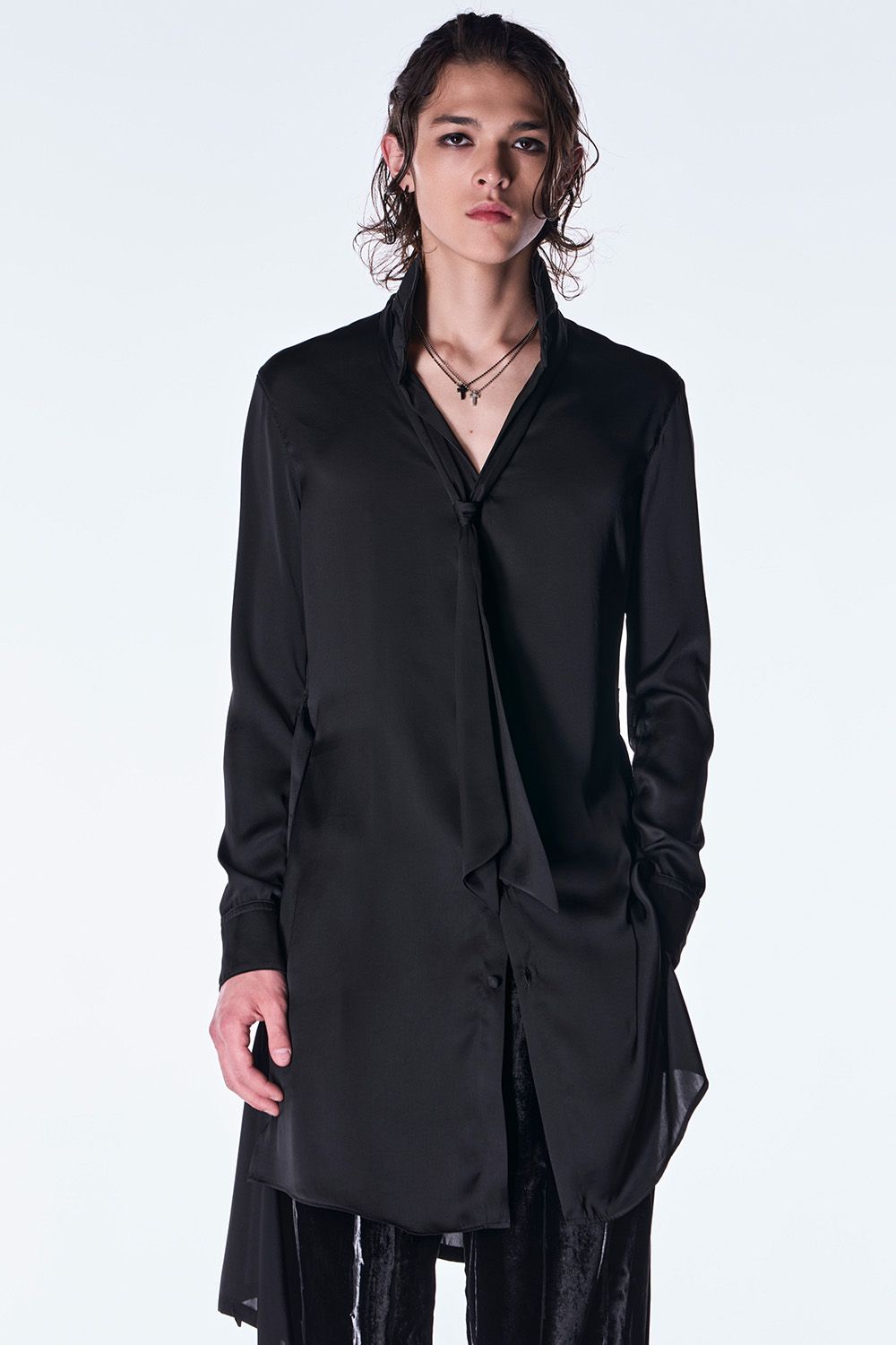 Vintage Satin Stand Collar Shirt / ヴィンテージ サテン スタンドカラー シャツ