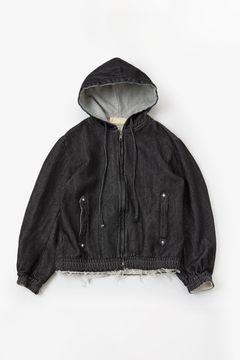 Loose twist yarn denim zip-up hoodie / ルーズ ツイスト ヤーン デニム ジップアップ フーディー