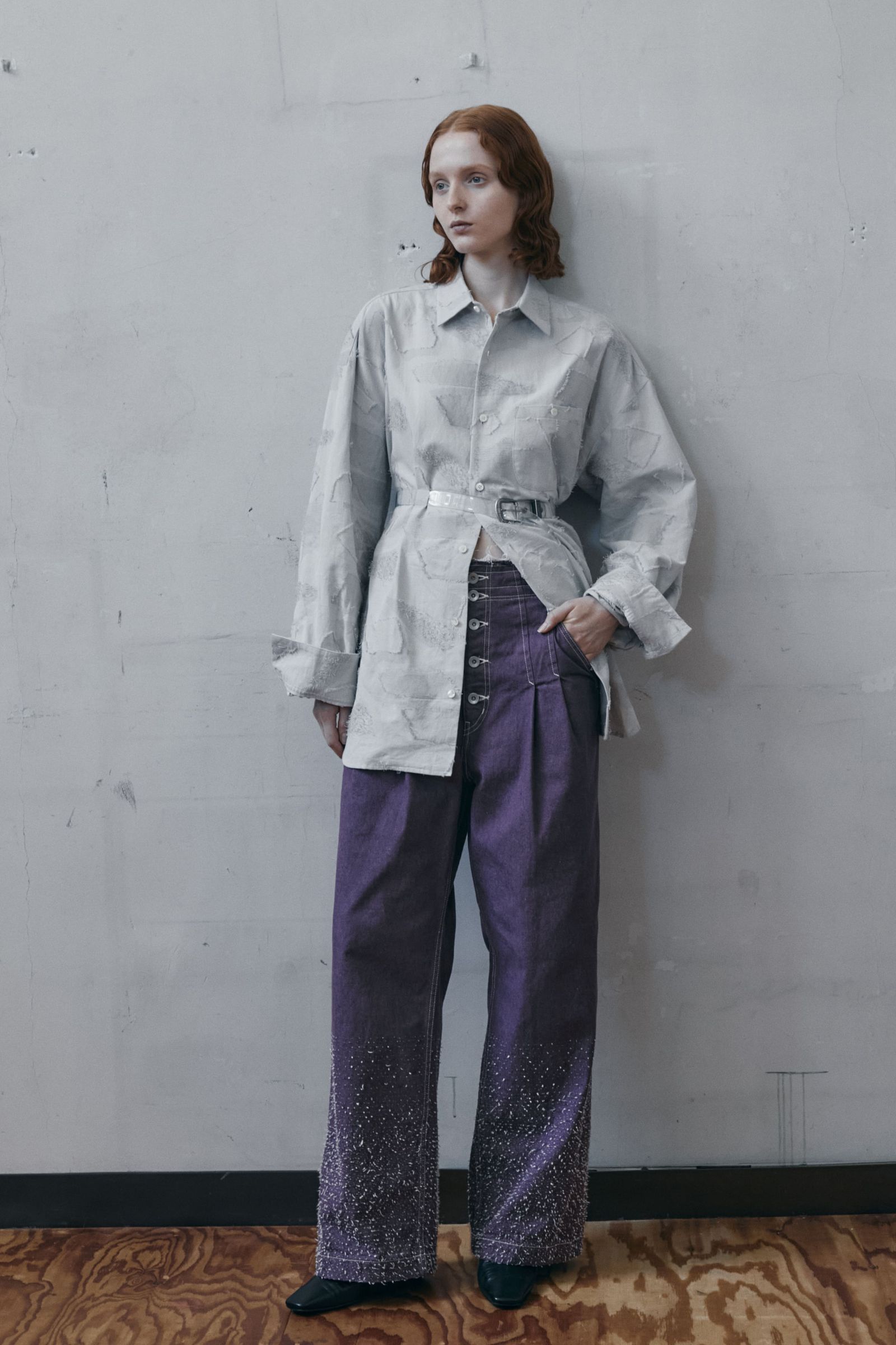 Gradation needle-punched denim PT  / グラデーション ニードルパンチ デニム