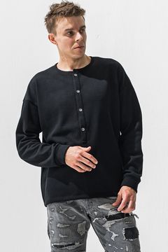 OVER  HENRY VELOURS FLEECE THERMAL / 裏起毛 ベロア フリース サーマル ヘンリーネック オーバーサイズ
