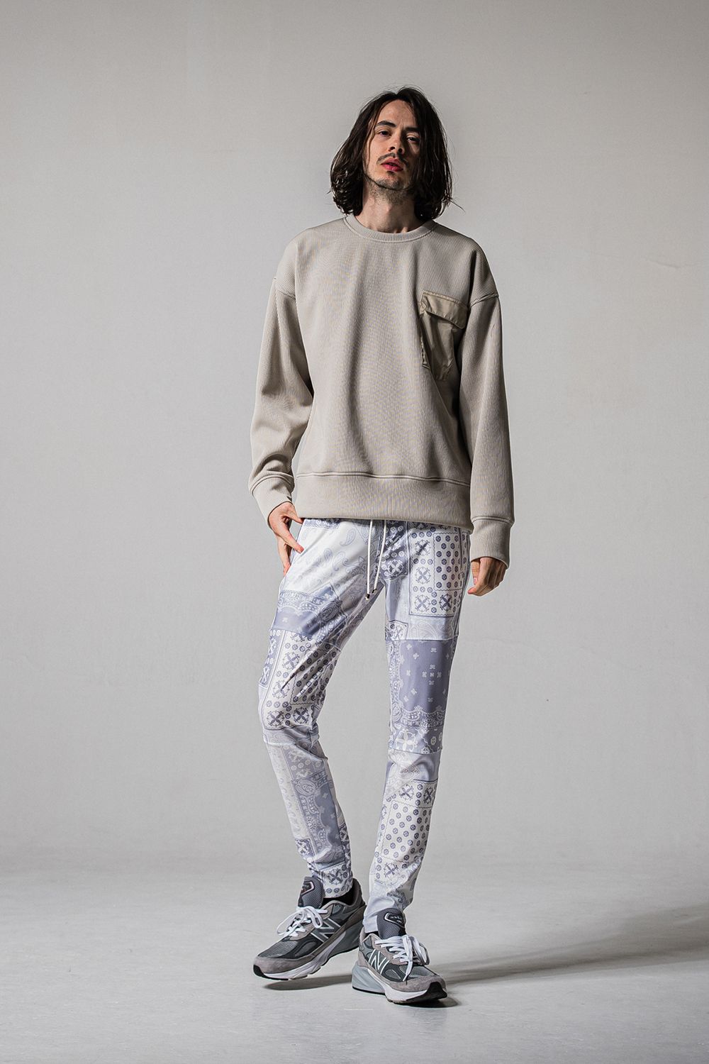 AZE MILITARY DROP TRAINER / 畔編み ミリタリー ドロップ トレーナー