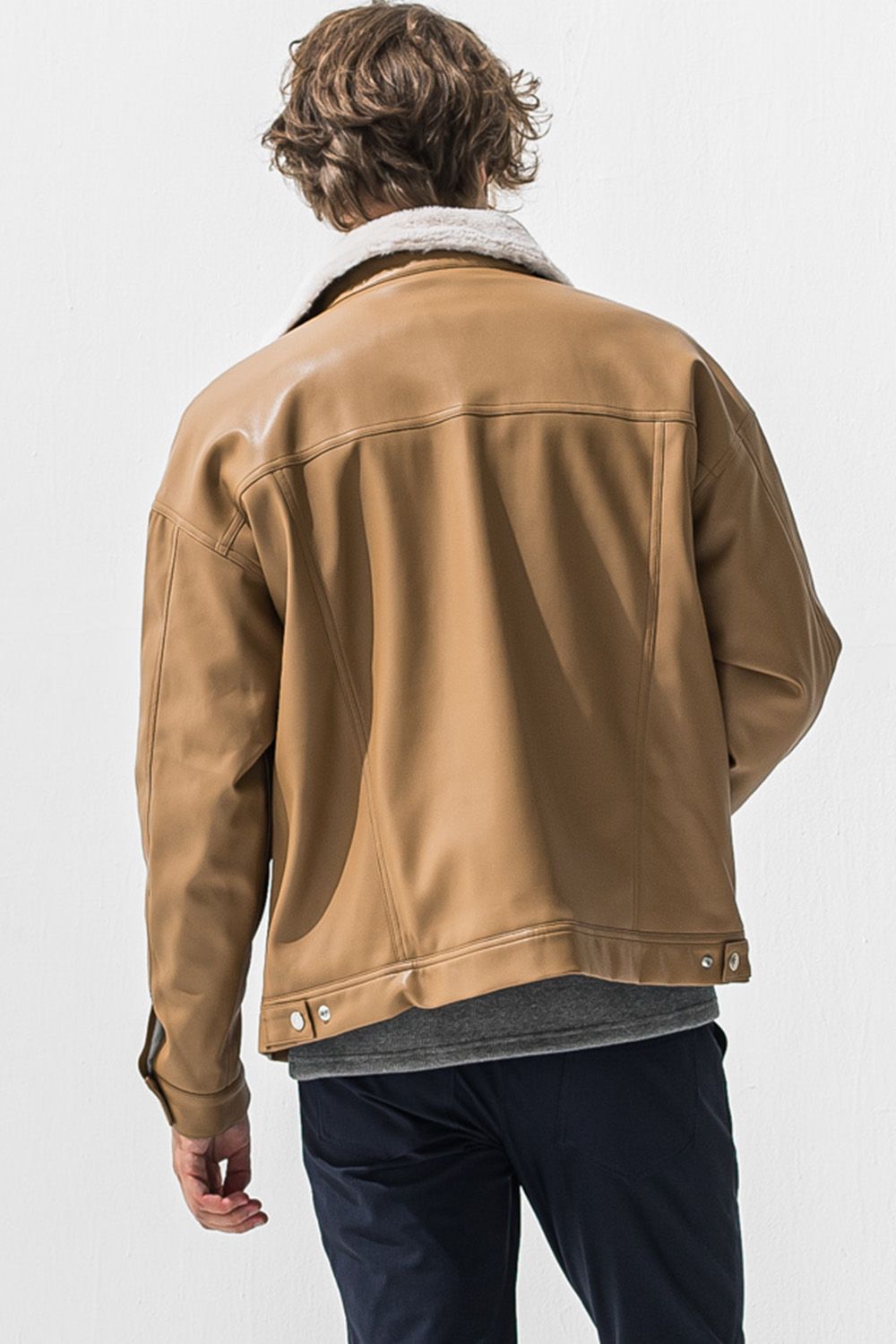 LEATHER FUR OVER G / オーバーサイズ エコレザーGジャン