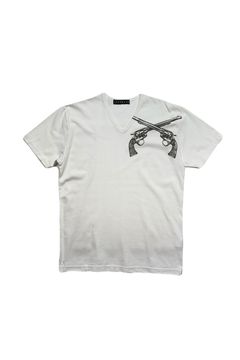 ARCHIVE VN/TEE FLOCK / アーカイブ Vネック Tシャツ フロッキープリントクロスガン