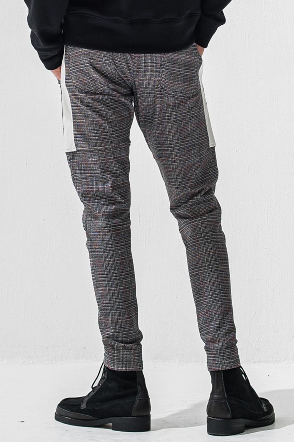 JT HEAT CHECK PT / 裏起毛 チェック 1タック ライン パンツ
