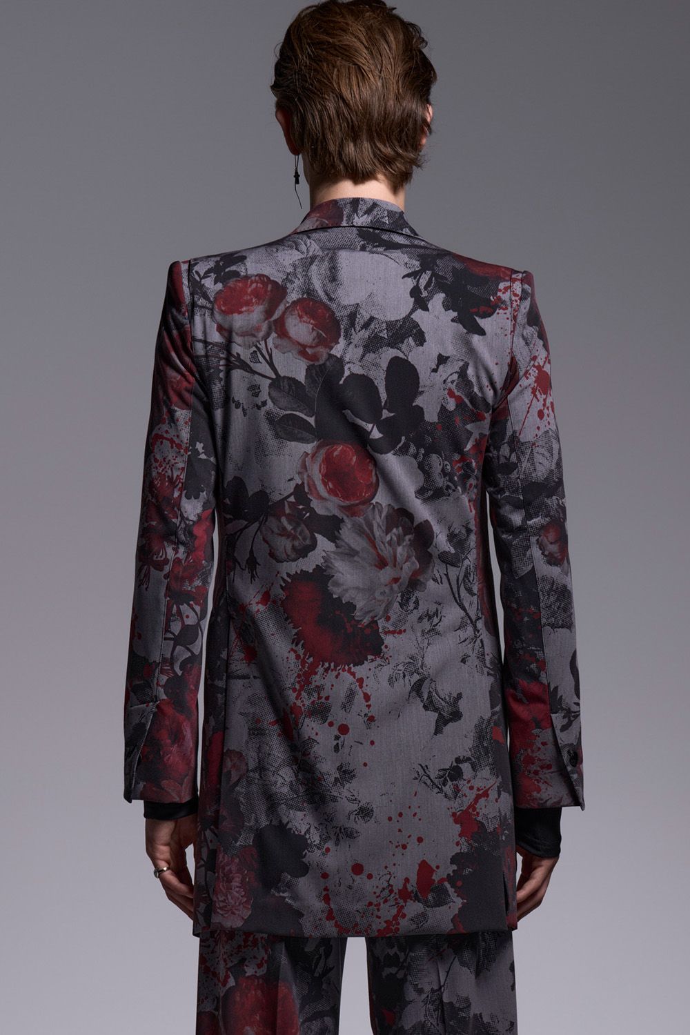 Gray Flora Gabardine Long Jacket / グレー フローラ ギャバジン ロングジャケット