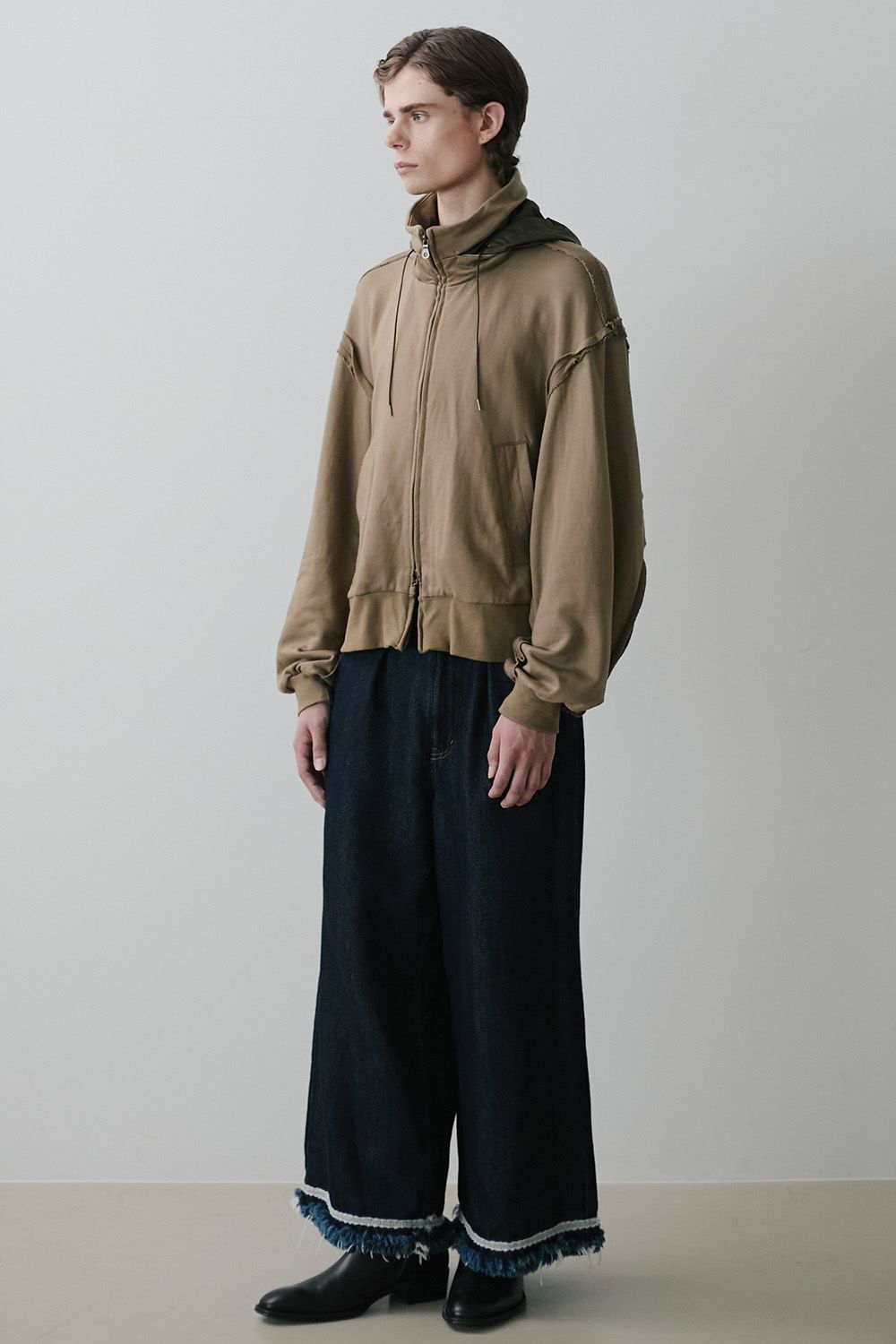 Lace tape denim wide slacks / レーステープ デニム ワイドスラックス