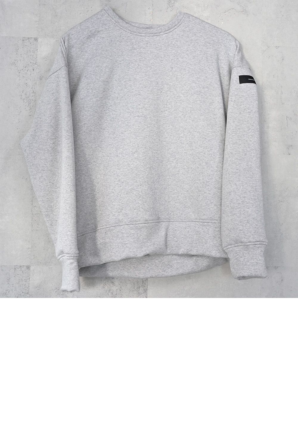 PIN ST RC velours fleece drop trainer / ピンストライプリサウンドロゴ 裏起毛 ベロア フリース ドロップショルダー ルーズトレーナー