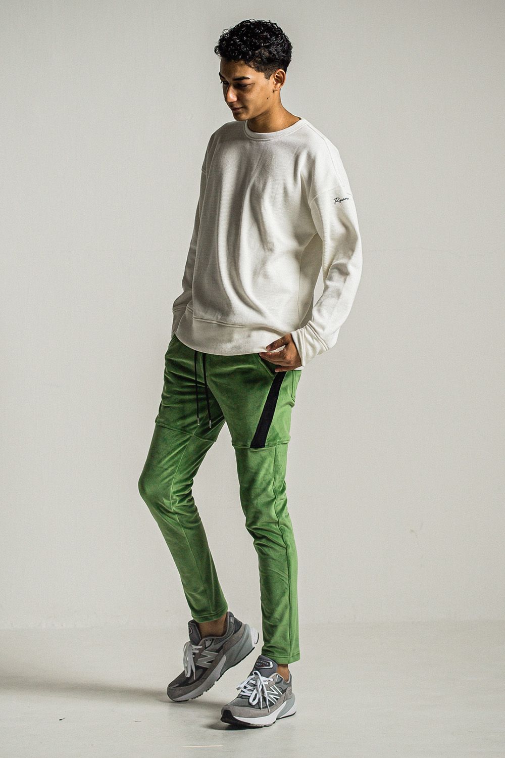 VELOURS FLEECE THERMAL LOOSE TRAINER / ベロア フリース サーマル ルーズ トレーナー