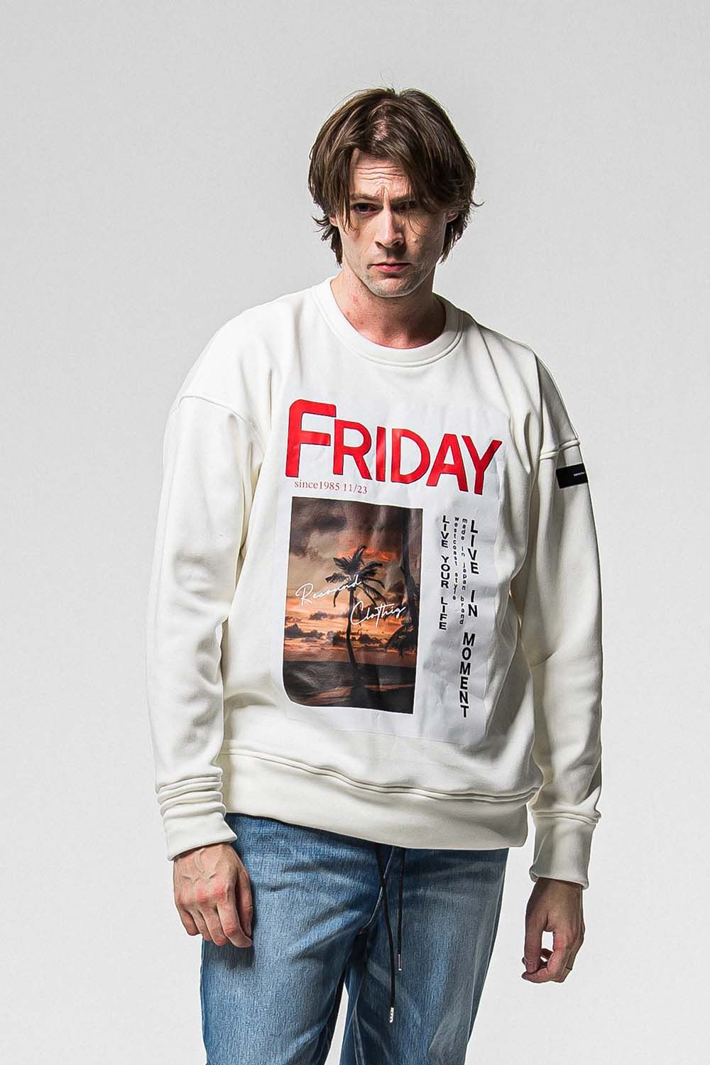 FRIDAY OLD COVER VELOURS FLEECE TRAINER / フライデー オールドカバー ベロア フリース トレーナー