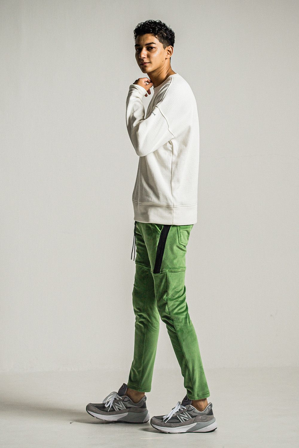 VELOURS FLEECE THERMAL LOOSE TRAINER / ベロア フリース サーマル ルーズ トレーナー
