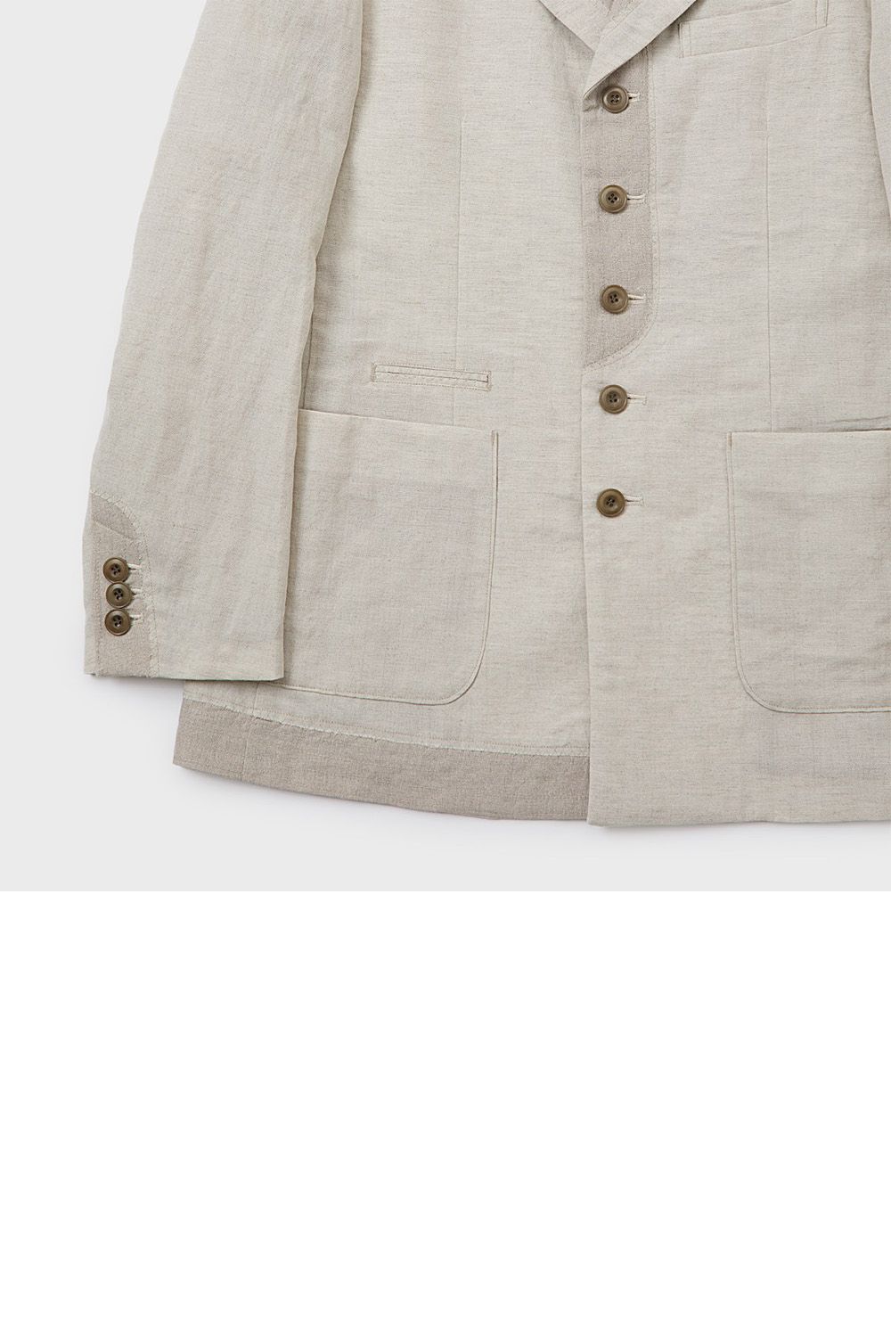 meagratiaメアグラーティアリネンコットン混リブ付きテーラードジャケット meagratia - Wool linen repair JKT / ウール リネン ジャケット
