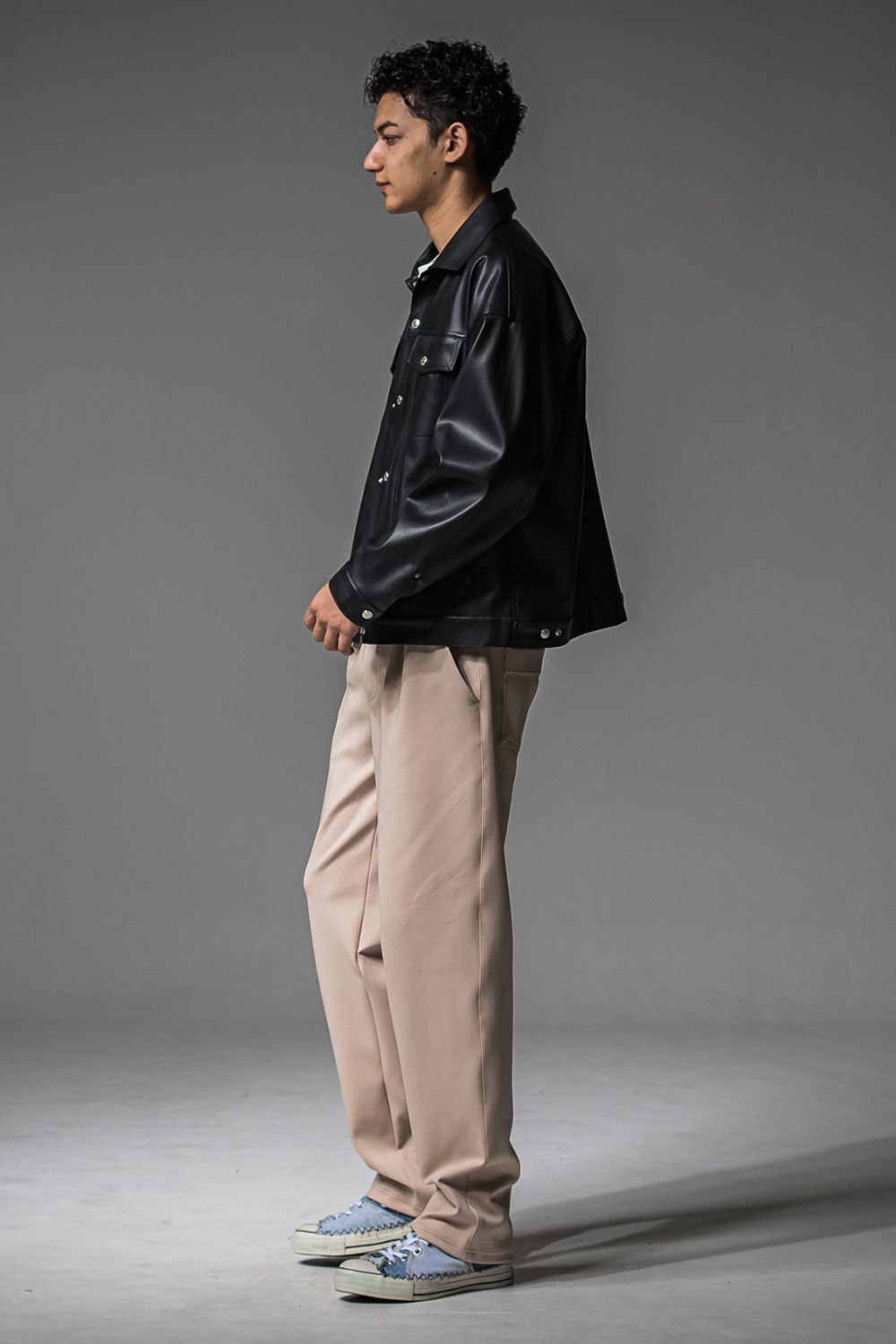 LEATHER OVER 3RD G / オーバーサイズ エコレザーGジャン