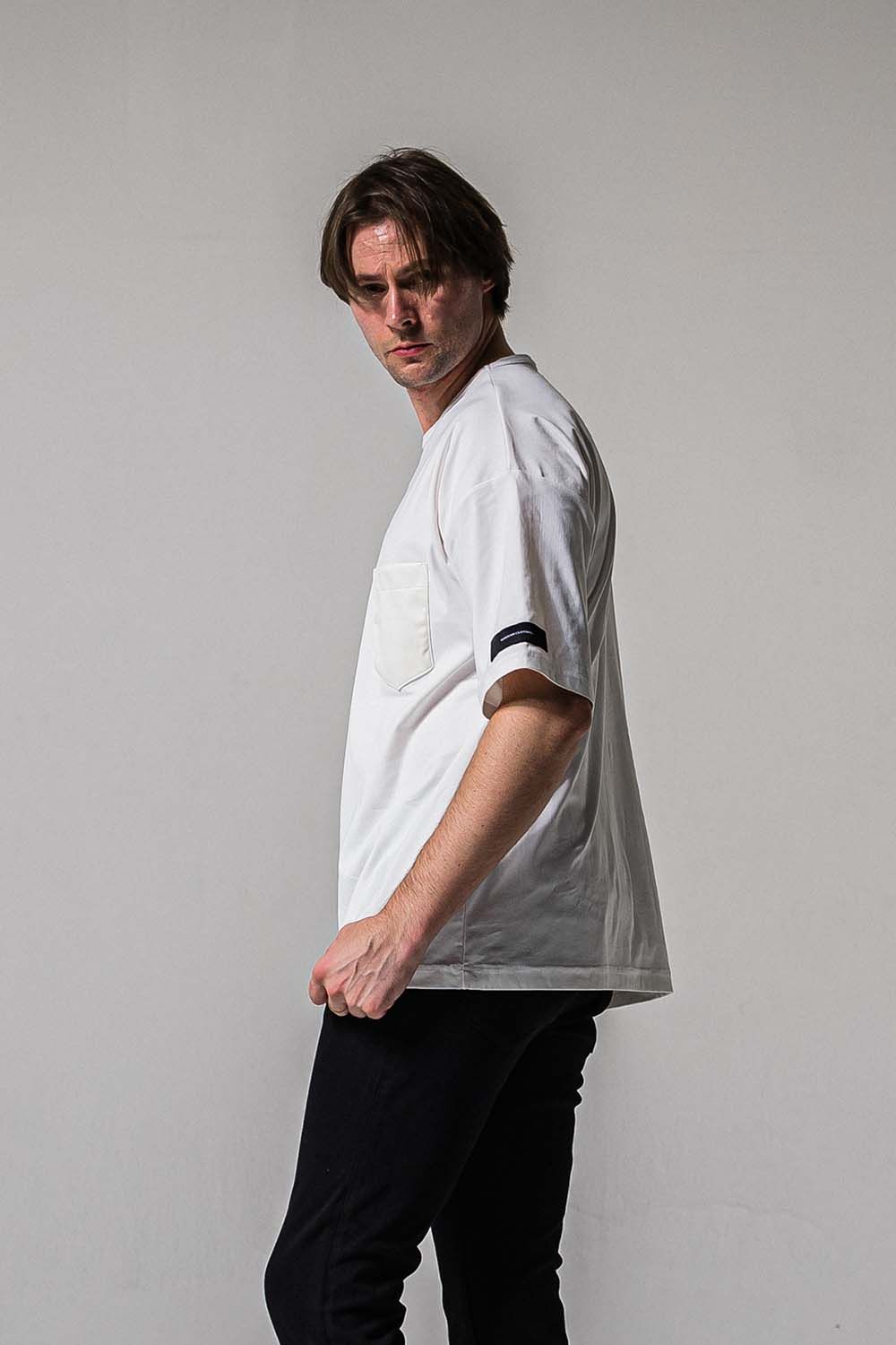 LEATHER POCKET OVER NYLON T / レザーポケット オーバー ナイロン Tシャツ