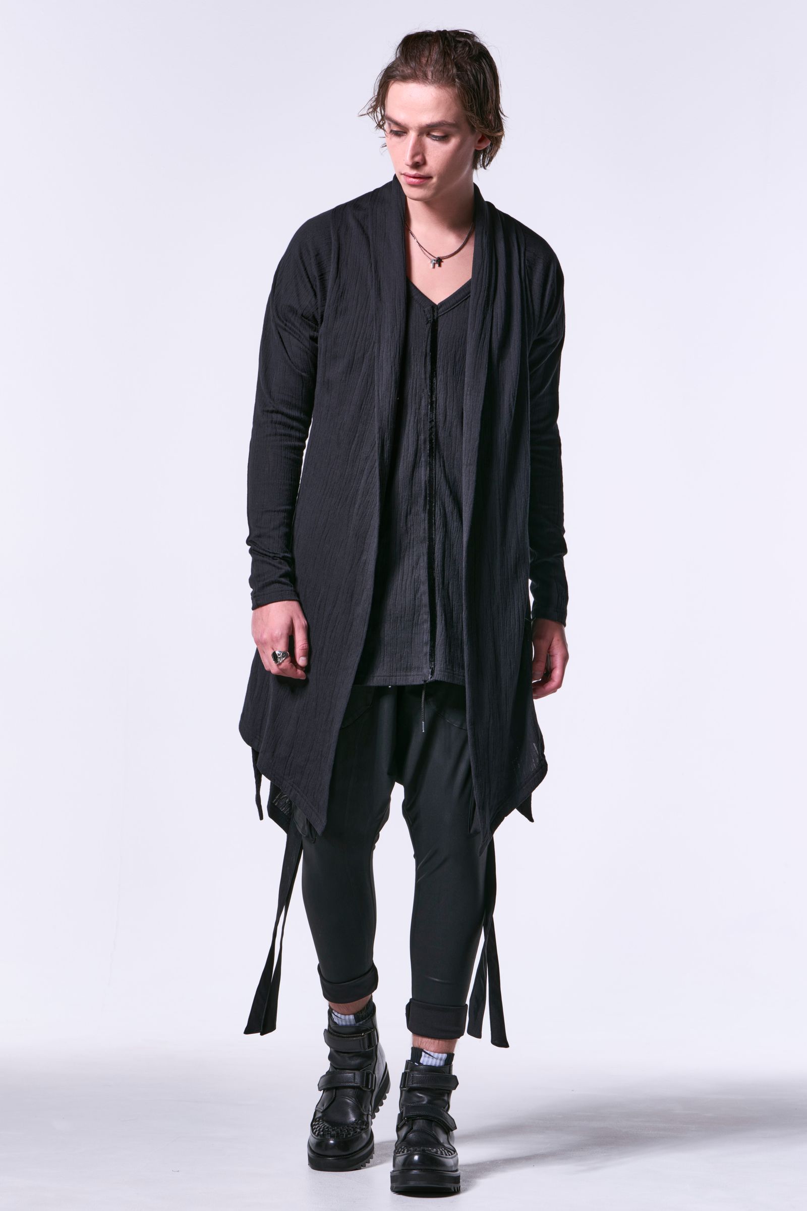 LaceyJQD Jersey Flare Cardigan / レースジャガードジャージー フレアカーディガン