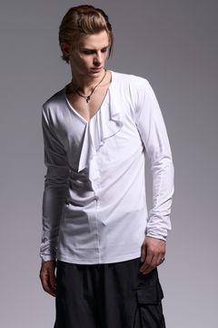 BEATENJIKU W-Frill-V-Neck-T / ベア天竺 Wフリル VネックTシャツ