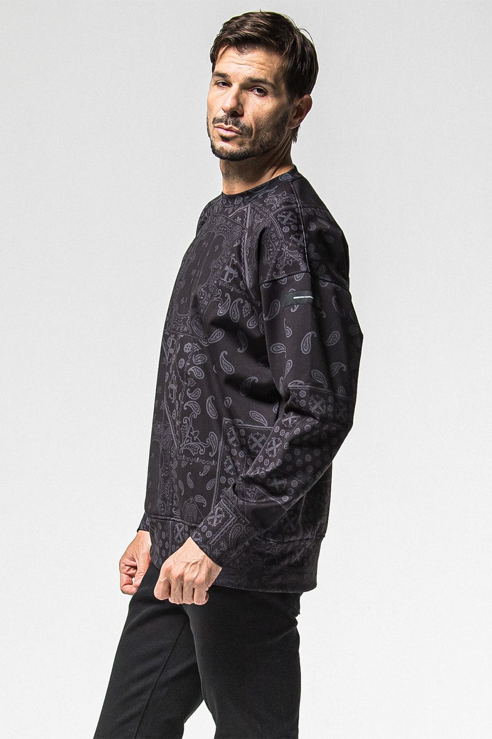 PAISLEY BACK FLEECE DROP TRAINER / 裏起毛 ペイズリー柄 ルーズトレーナー