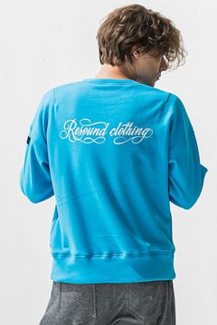 PIN ST RC velours fleece drop trainer / ピンストライプリサウンドロゴ 裏起毛 ベロア フリース ドロップショルダー ルーズトレーナー