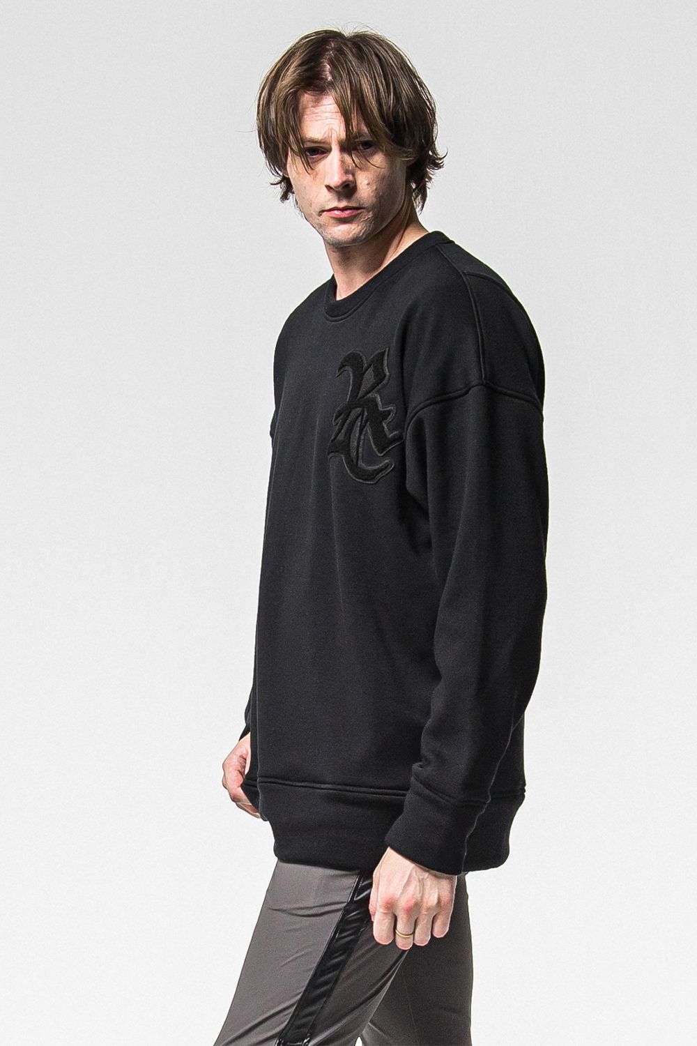 RC CHENILLE VELOURS FLEECE DROP TRINER / RC サガラ刺繍ワッペン ベロア フリース ドロップ トレーナー