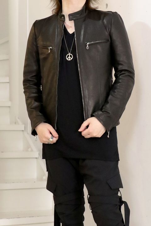 【COSTUME LINE】Eco Leather Single Riders Jacket / エコレザー シングルライダース ジャケット（刺繍なし）