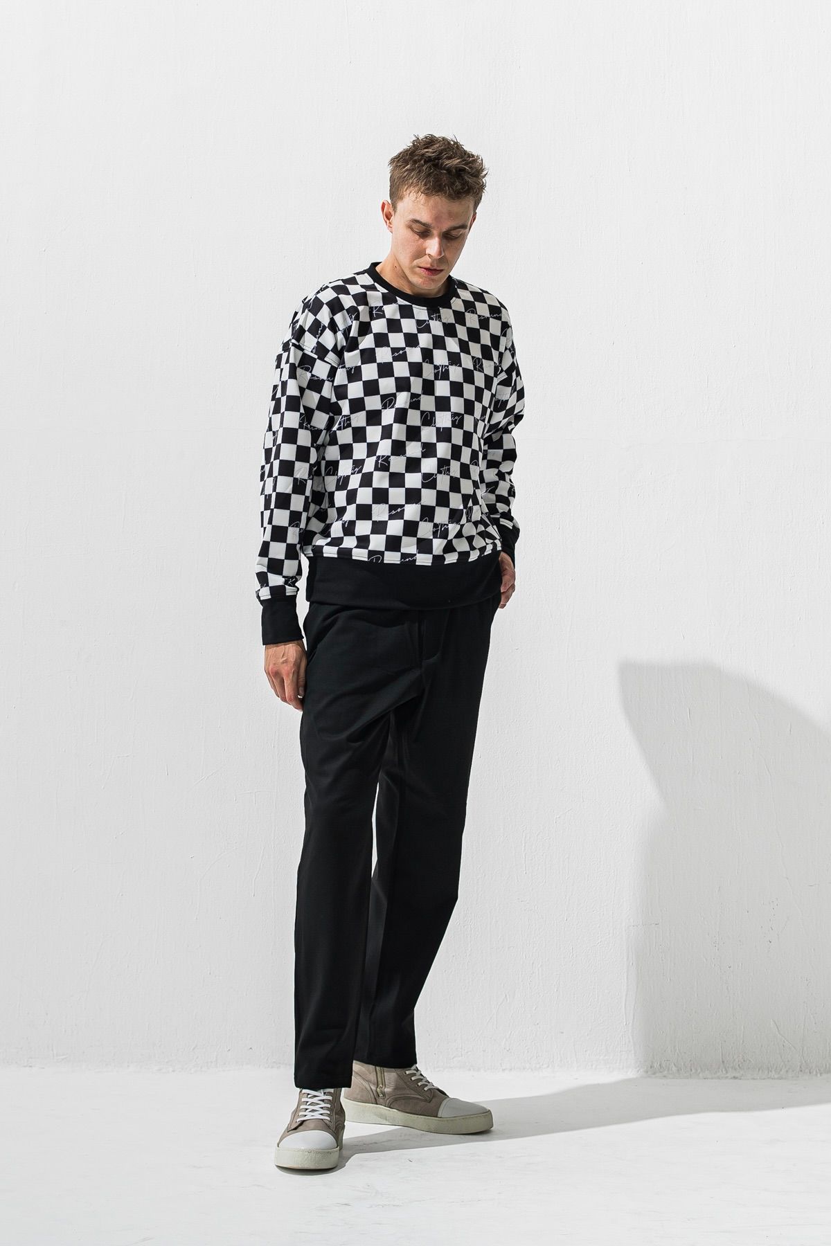 CHECKER FLAG FLEECE TRAINER / チェッカーフラッグフリーストレーナー
