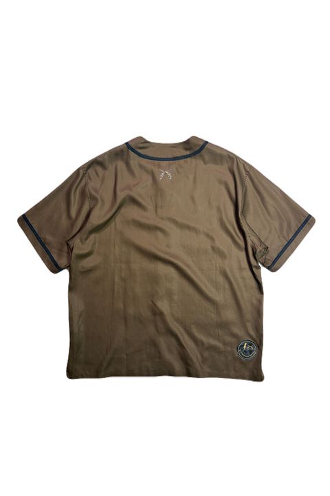 LYO B.B SHIRT/PAT/CR / リヨセル ベースボール シャツ ショートスリーブ パッチ クリスタルクロスガン