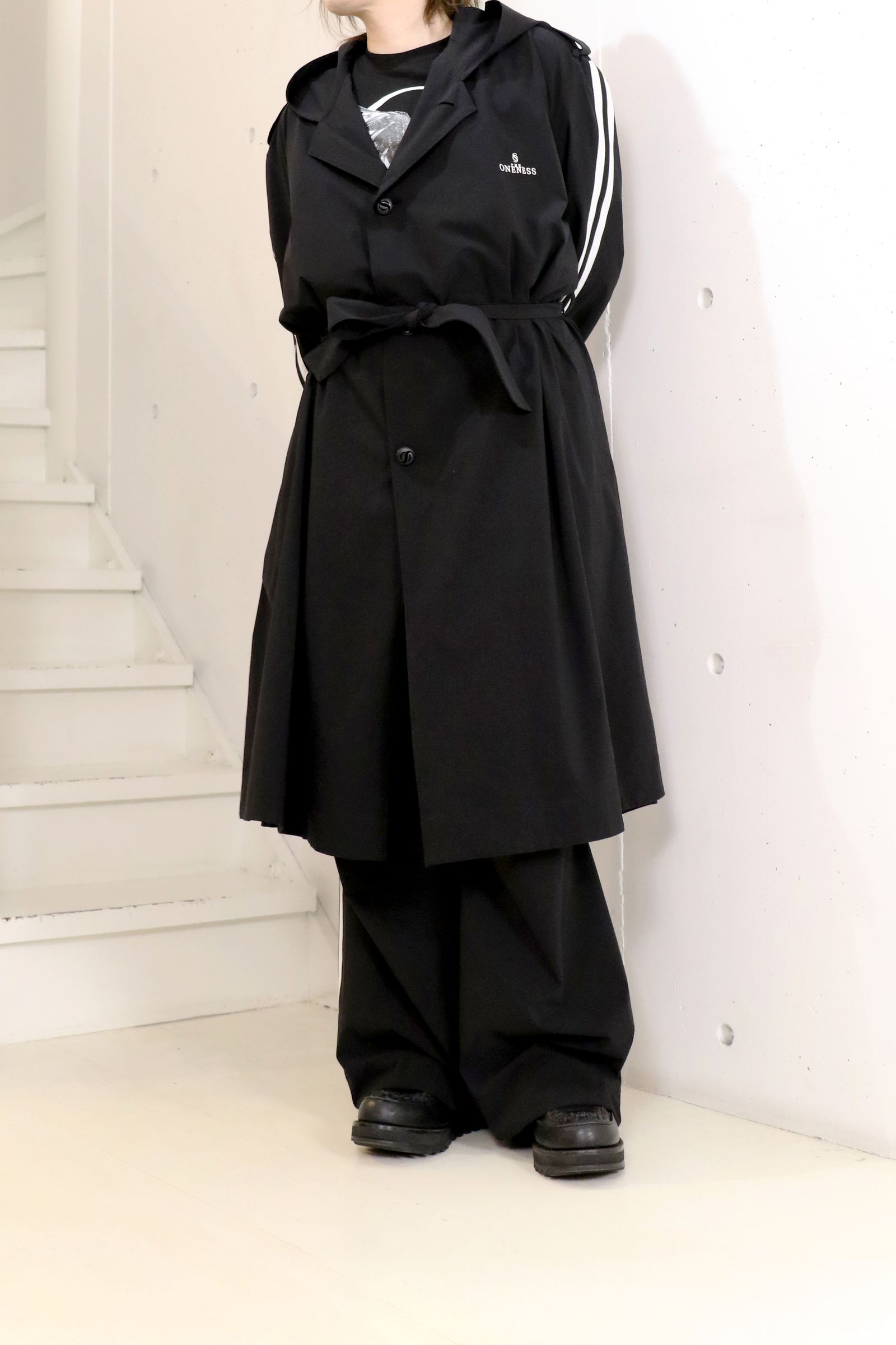 Sustainable Tuffeta Line Big Silhouette Hoodie / ライン ビッグシルエット フーディー