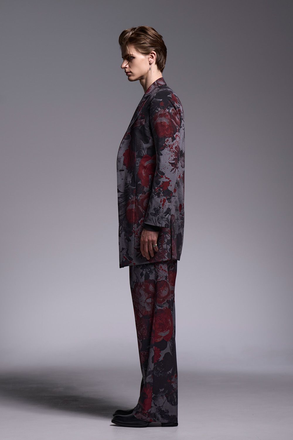 Gray Flora Gabardine Wide Slacks / グレー フローラ ギャバジン ワイドスラックス