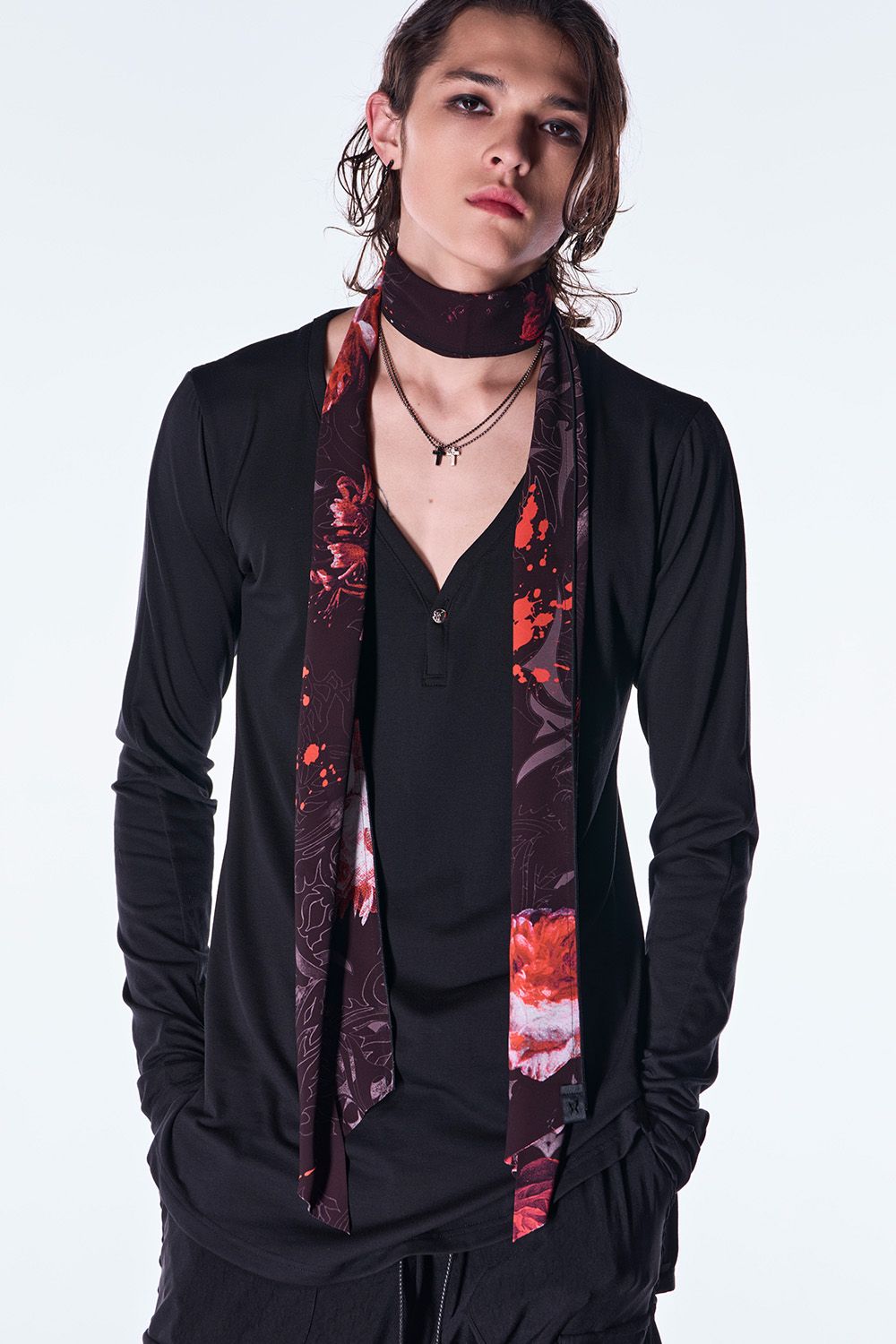 Goth Flora Suede Satin Stole / ゴス フローラ スエード サテン ストール