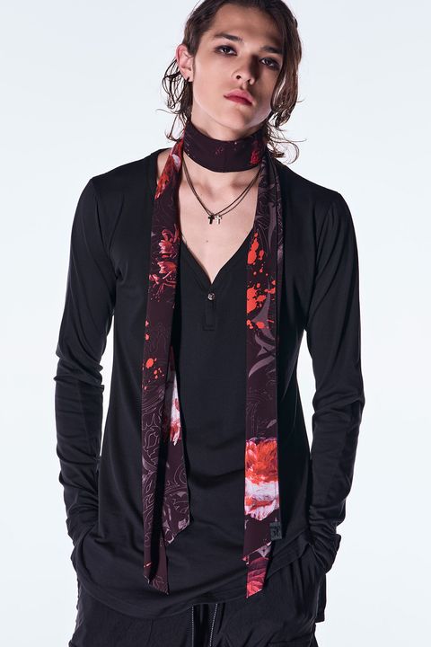Goth Flora Suede Satin Stole / ゴス フローラ スエード サテン ストール