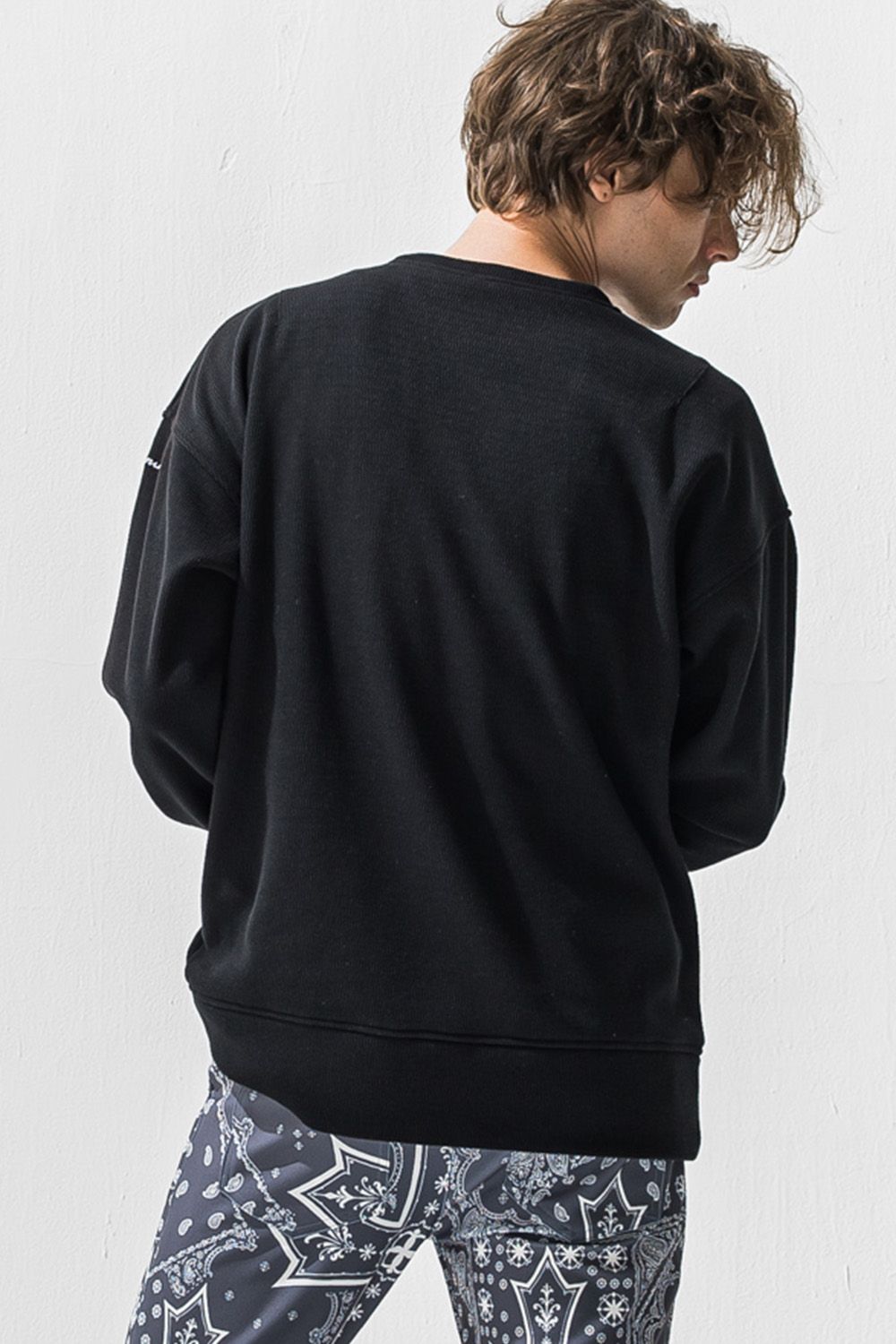 velours fleece thermal loose trainer / 裏起毛 ベロア フリース サーマル ルーズトレーナー