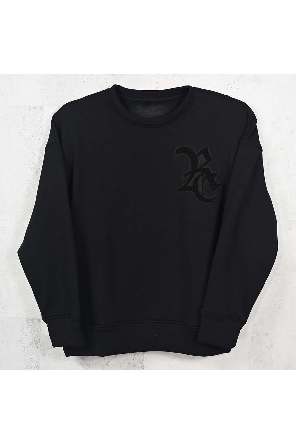 RC CHENILLE VELOURS FLEECE DROP TRINER / RC サガラ刺繍ワッペン ベロア フリース ドロップ トレーナー